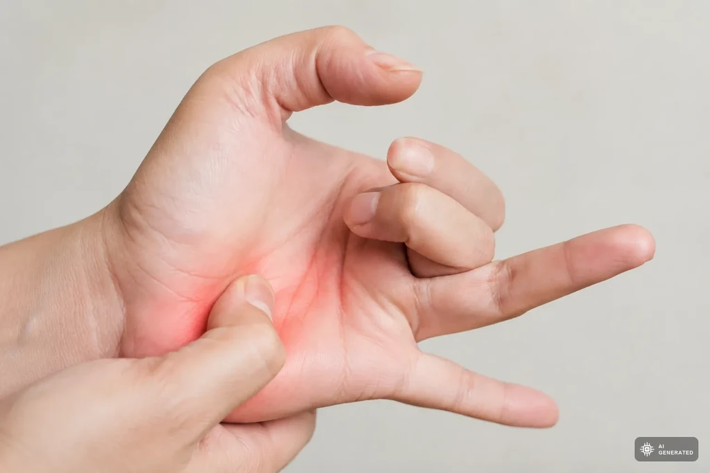 Typische Schnappbewegung des Fingers bei Tendovaginitis stenosans