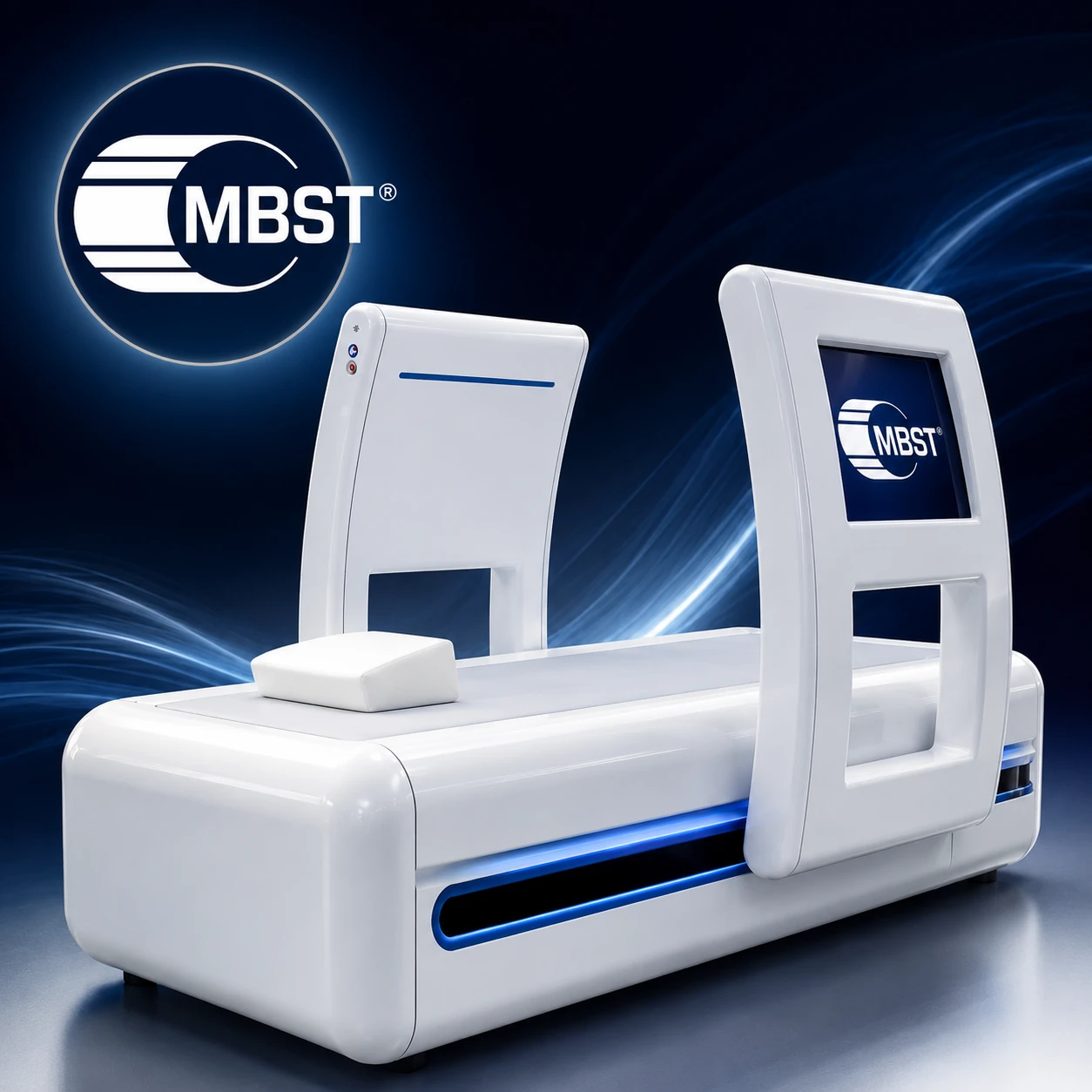 MBST-Therapiesystem mit Behandlungsliege und Bedienterminal